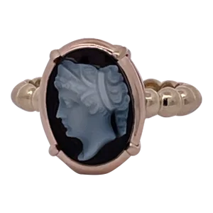 1960s Hardstone Cameo Portrait of a Lady Ring Size 6