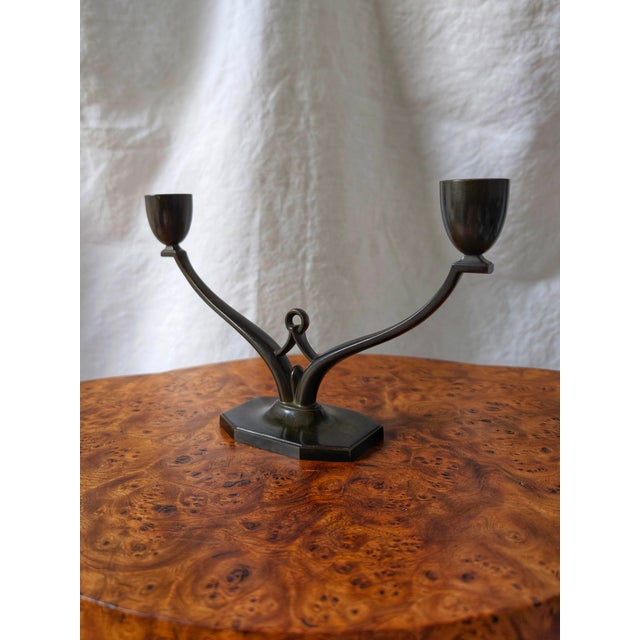 Brown Art Deco Bronze Candelabra from Just Andersen, 1930s For Sale - Image 8 of 16
