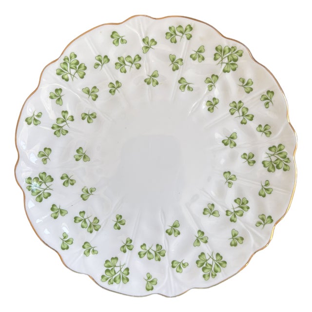 Vintage English Bone China Shamrock Decorative Dessert Plate For Sale