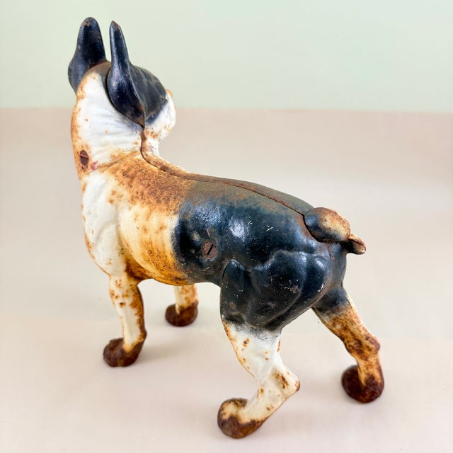 1900 - 1909 Antique 1900s Hubley Cast Iron French Bulldog Doorstop, Original Painted Finish For Sale - Image 5 of 9