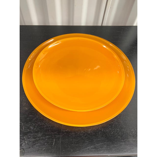 Vintage 1990s Orange Glass Plates Set of 8 Chairish