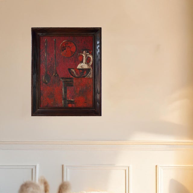 20th Century Vintage Primitive Still Life – Oil on Board For Sale - Image 11 of 11