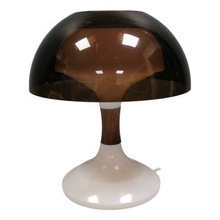 Table Lamp with Smoky Acrylic Shade and Rosewood Base by Bent Karlby for Ask Belysninger, 1971 For Sale