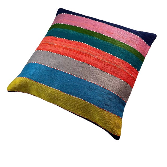 Vintage Turkish Boho Kilim Tapis Pillow Cover For Sale - Image 9 of 11