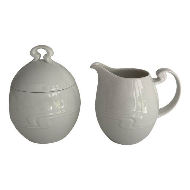 Asimmetria Milk Jug and Sugar Bowl by Bjørn Wiinblad for Rosenthal Studio Linie Germany, 1992, Set of 2 For Sale