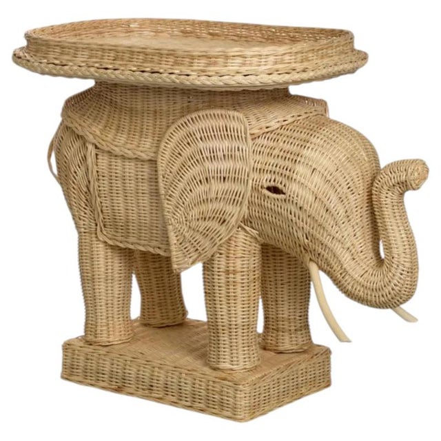 Rattan Elephant Side Table For Sale - Image 8 of 8