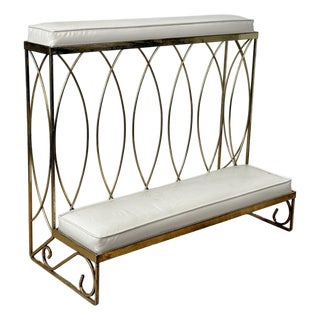 Mid-Century Brass & White Vinyl Sculptural Alter Kneeling Bench For Sale