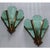 Art Nouveau Pair Vintage Art Deco Nouveau Brass Cut Glass Fixture Slip Shade Wall Sconces Lamp Ship Light For Sale - Image 3 of 4