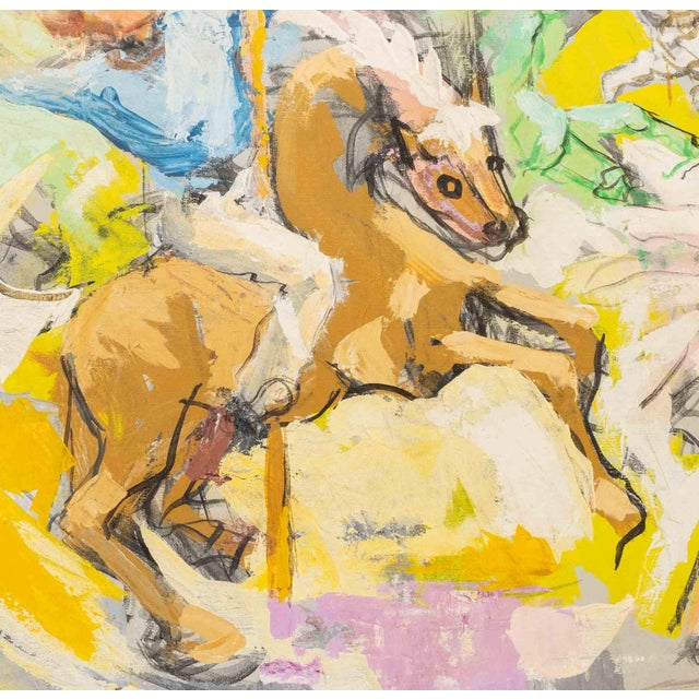 Contemporary Signed Serin Carousel Ride Oil, 1972 For Sale - Image 3 of 6