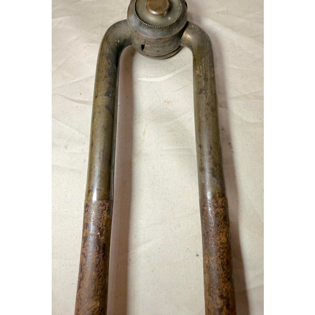 Brass Antique 18th Century Wrought Iron Turned Brass English Fireplace Tongs Tool 10 For Sale - Image 8 of 11