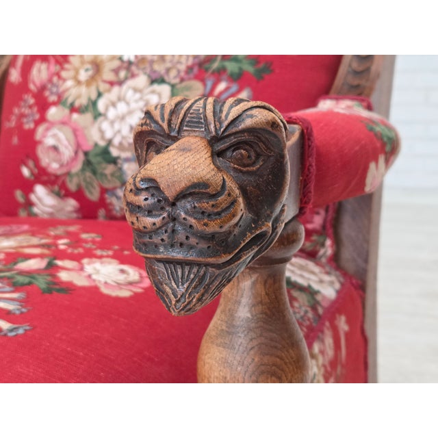 Wood Vintage Danish Lounge Chair in Furniture Cotton Fabric, 1930s For Sale - Image 7 of 18