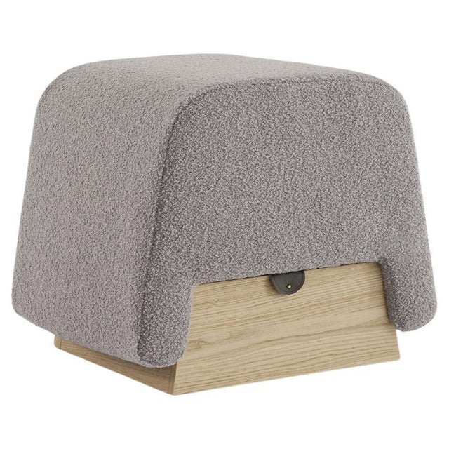 Gold Onigiri Wool and Oak Pouf by Morica Design For Sale - Image 8 of 8