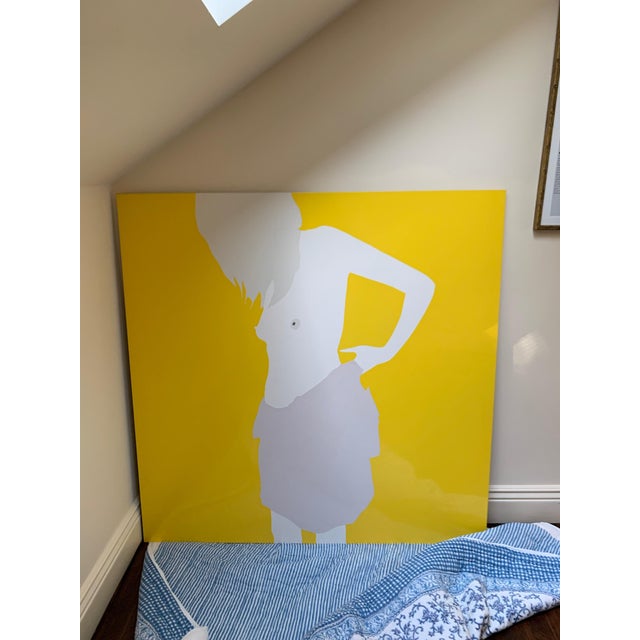 Modern Natasha Law Painting, Lilac Dress on Yellow For Sale - Image 9 of 10
