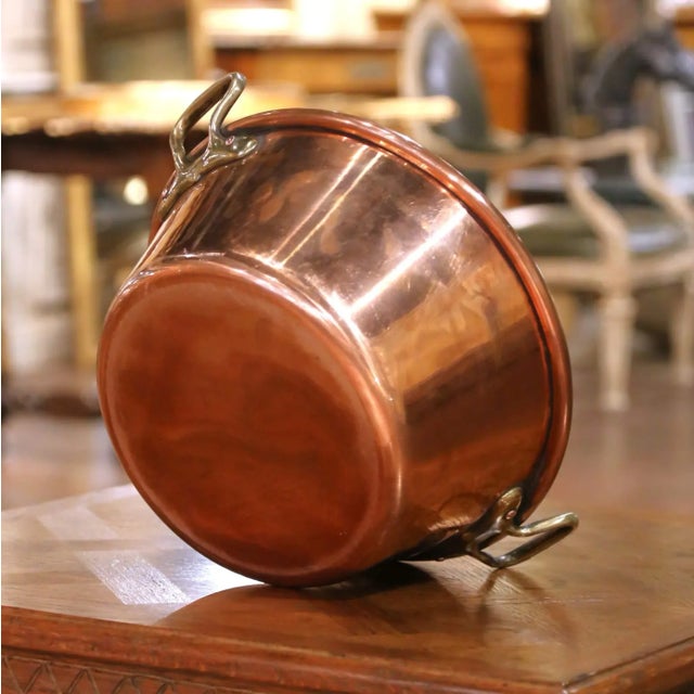 Copper Early 20th Century French Copper and Brass Jelly Boiling Bowl From Normandy For Sale - Image 8 of 8