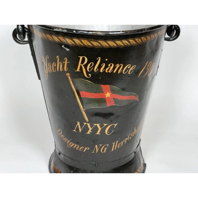 Painted Deck Bucket with Yacht Reliance For Sale - Image 4 of 6