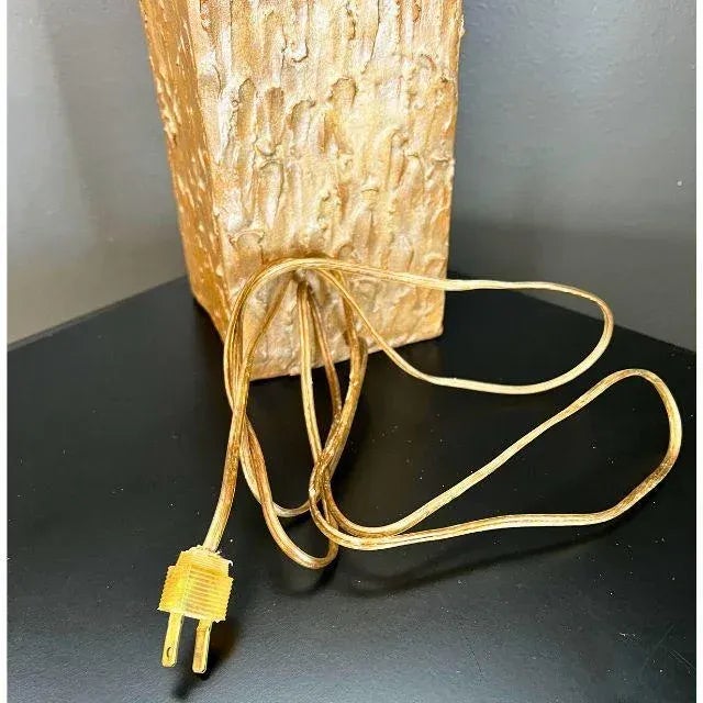 1970s Sculptural Artist-Made Pottery Table Lamp, Signed and Dated, Camel-Colored Glaze For Sale - Image 12 of 12