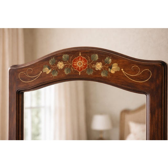 Mid 20th Century Hand-Painted Victorian Revival Cheval Mirror – Solid Wood Freestanding Floor Mirror For Sale - Image 9 of 11