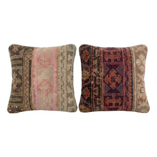 Pink Anatolian Rug Pillow Cover 20'' X 20'' - Set of Two For Sale