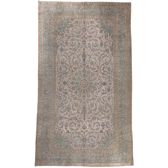 Mid 20th Century Handcarved Vintage Persian Kashan Rug, 11'1 X 19'4 For Sale - Image 10 of 10