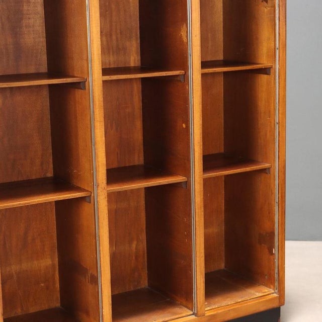 Vintage Rolling Shutter Cabinet in Walnut Veneer, Italy, 1950s For Sale - Image 5 of 8