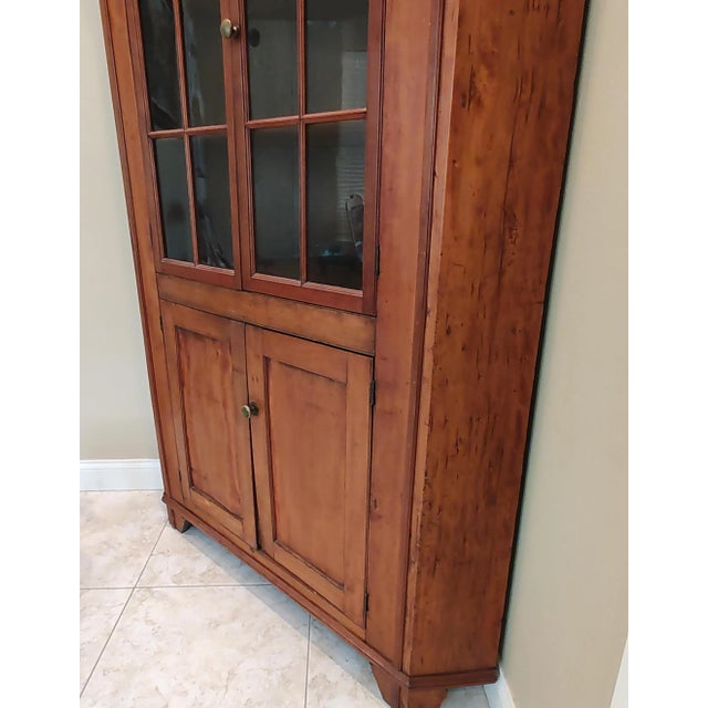1790s Federal Cherry Wood Corner Cupboard Cabinet For Sale - Image 9 of 11