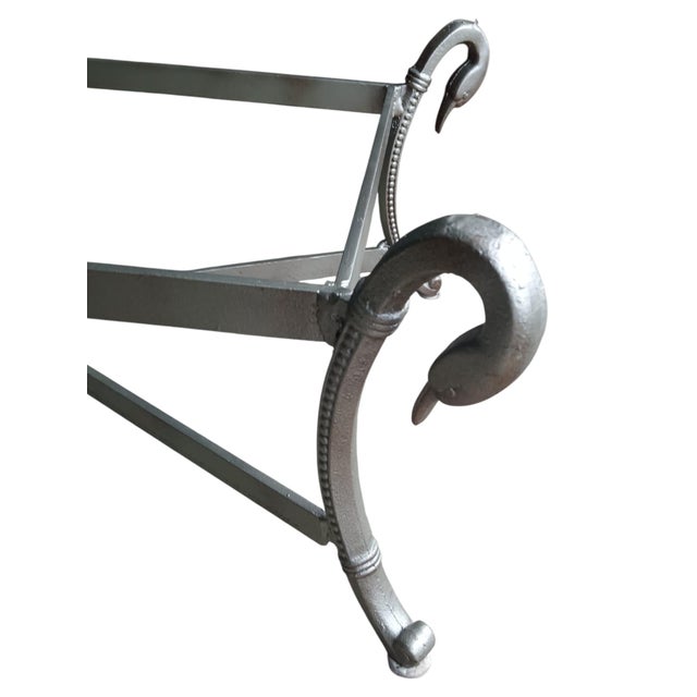 Metal 1970s Introducing a Stunning Steel & Brass Coffee Table, Masterfully Crafted in the Sophisticated Manner of Jansen. For Sale - Image 7 of 9