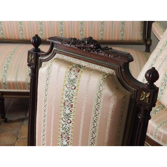 Tan Vintage French Empire Style Sofa and Chairs, 1930s, Set of 5 For Sale - Image 8 of 11