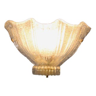 Shell-Shaped Gilt Murano Glass Sconce For Sale