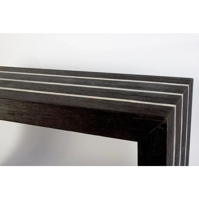 Italian Modernist Dark Wood and Steel Console Table For Sale - Image 4 of 8