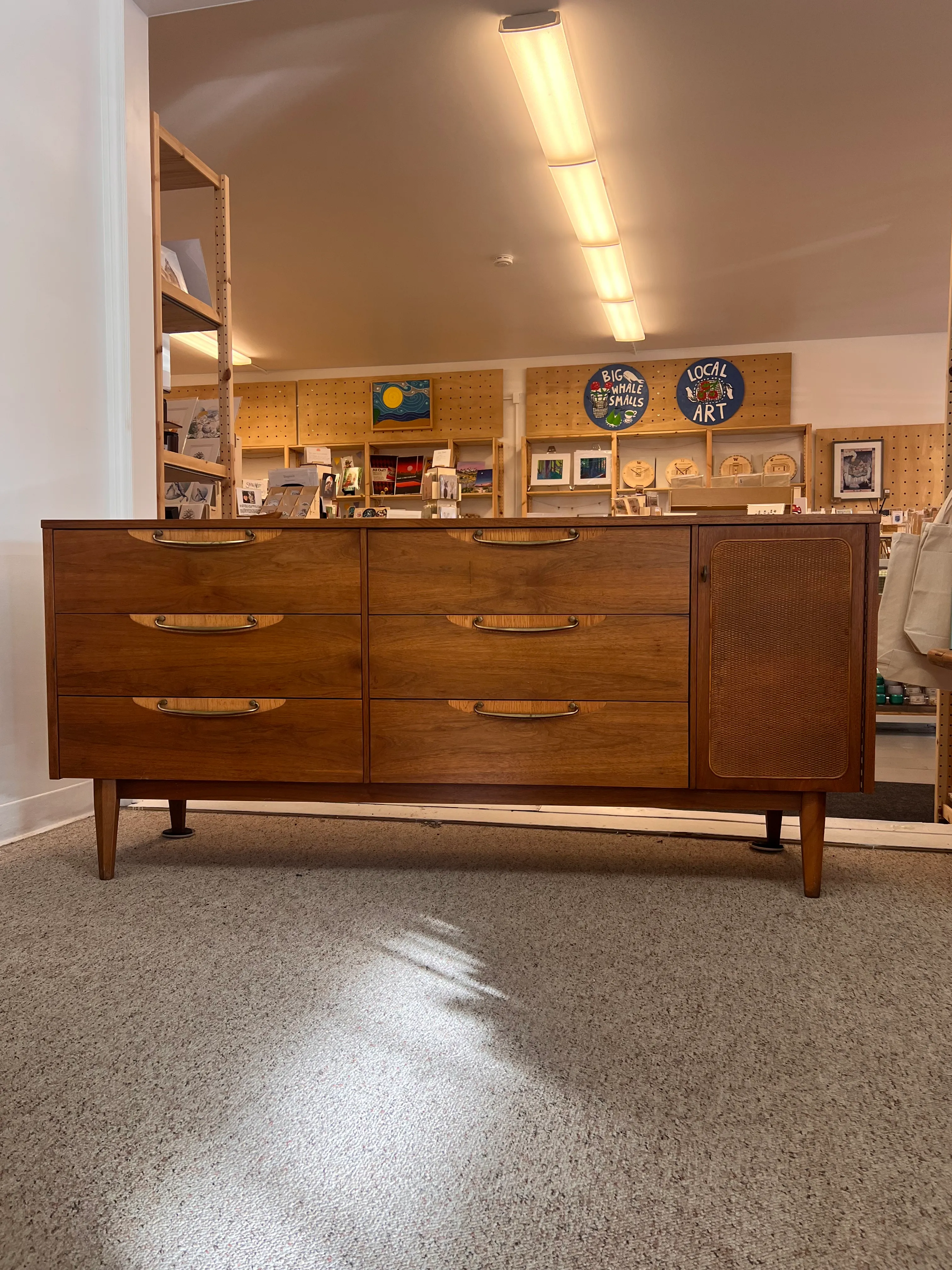 1950s Vintage Mid Century Modern Solid Walnut Dresser With Six