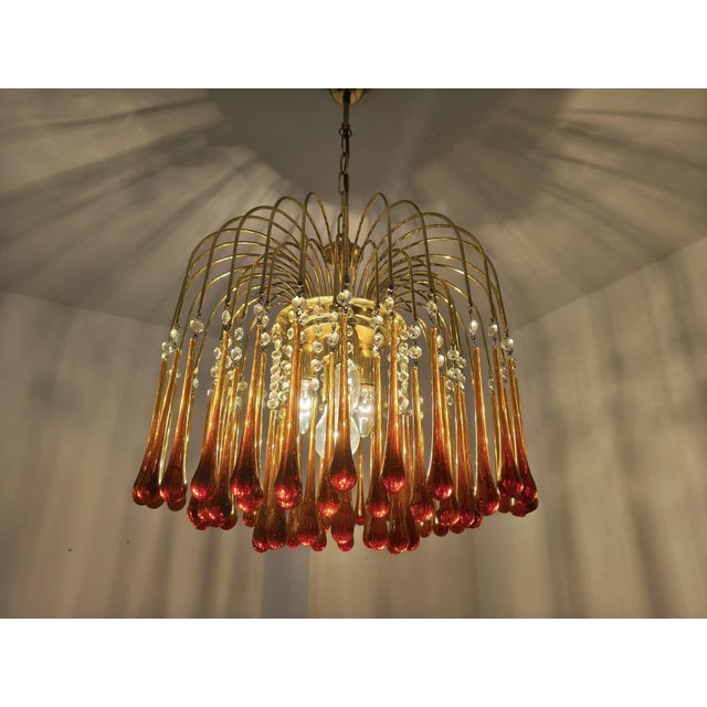 Murano Glass Teardrop Chandelier attributed to Paolo Venini, 1960s For Sale - Image 4 of 18