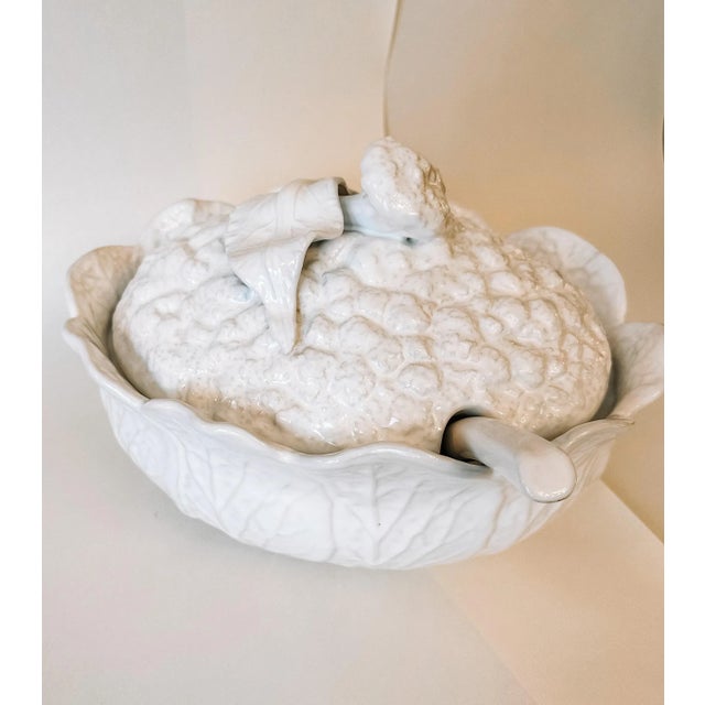 Vintage 70s ceramic cabbage leaf and cauliflower soup tureen with ladle. Three piece in great condition. No chips or...