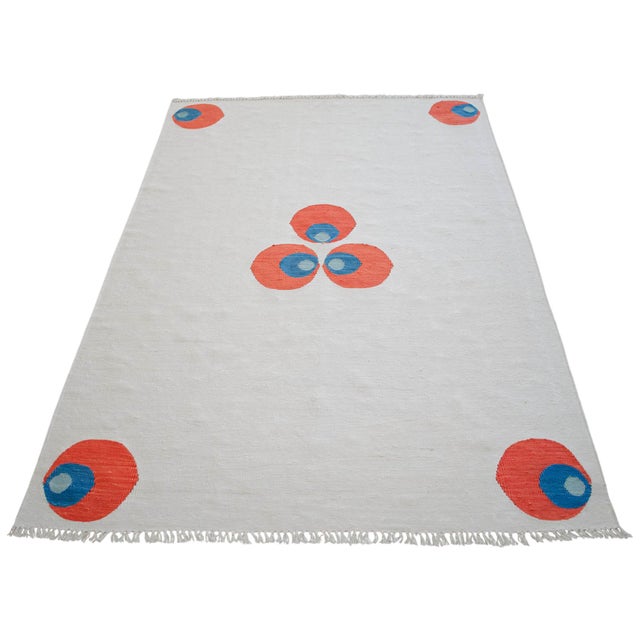 Turkish Silk Rug Kilim Hand Woven Chintemani Motif Oushak Area Rug - 4′3″ × 6′4″ For Sale - Image 9 of 18