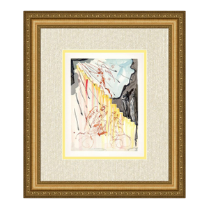 1960 Dali Mystic Ladder Authentic Woodcut Framed