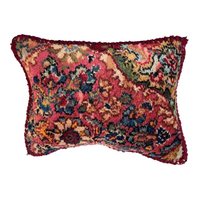 1970s Pillow W/ Rug Fragment, 1' X 10" For Sale