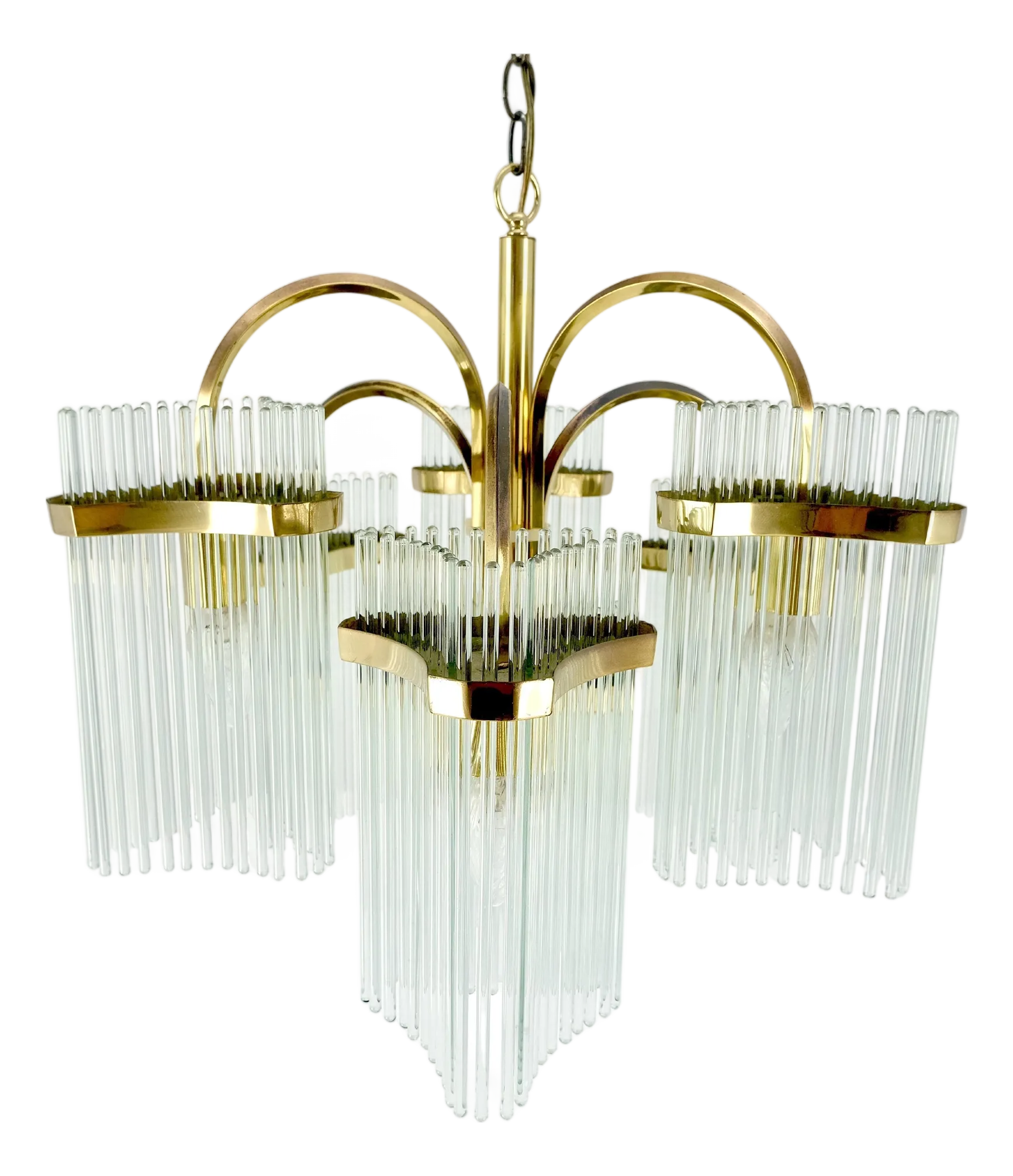 Glass Rod Prisms Gaetano Sciolari Chandelier Light Fixture