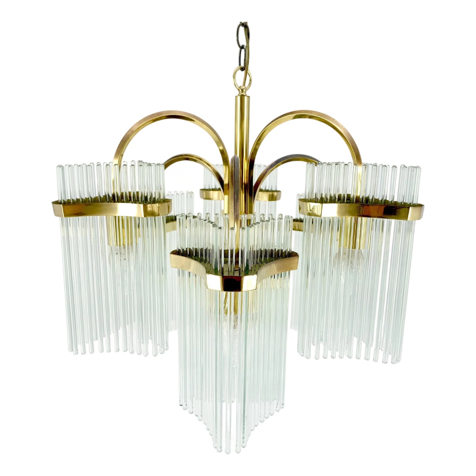Glass Rod Prisms Gaetano Sciolari Chandelier Light Fixture