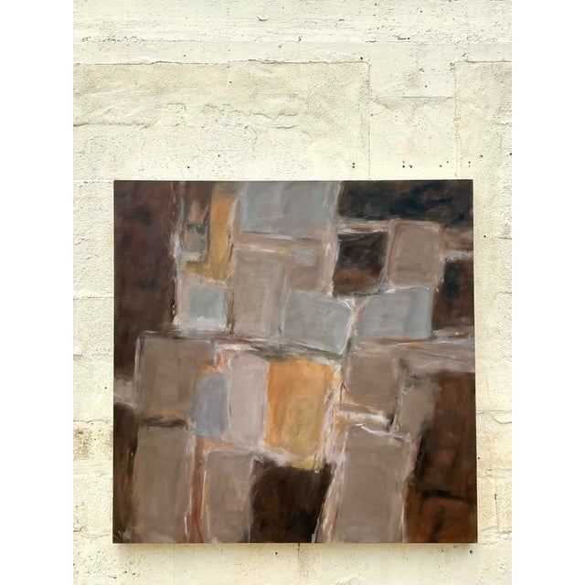 Vintage Boho Monumental Original Geometric Abstract Oil Painting on Canvas For Sale - Image 10 of 12