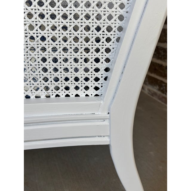 Vintage Hibriten Bernhardt Caned Armchair With Lee Jofa Oscar De La Renta Sameera Fabric For Sale - Image 14 of 18