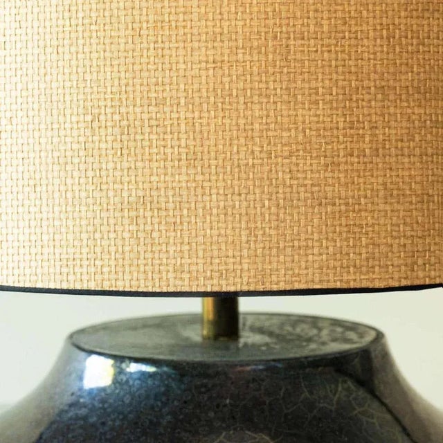 Ceramic Floor Table Lamp with Silk Lampshade attributed to R. Houben, 1970s For Sale - Image 11 of 12