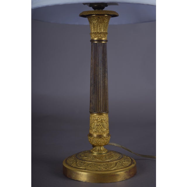 19th Century Ormolu Gilt Bronze Table Lamp with Pleated Shade For Sale - Image 10 of 11