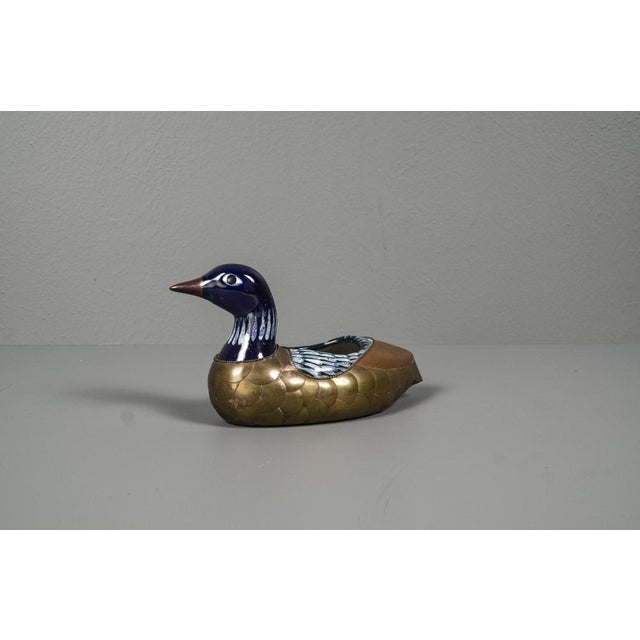 Egyptian Duck With Ceramic, Brass and Enamel Bowl, 1970s For Sale - Image 10 of 12