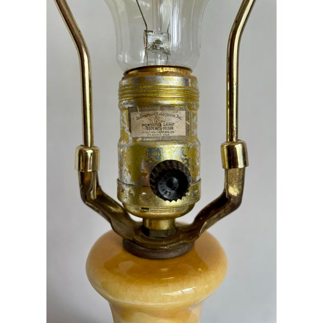 MCM Yellow to Brown Ombre Glazed Pottery Lamp For Sale - Image 4 of 10