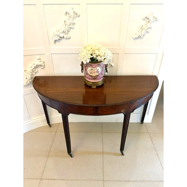 Large Antique Victorian Mahogany Demi Lune Console Tables, 1850s, Set of 2 For Sale - Image 16 of 17