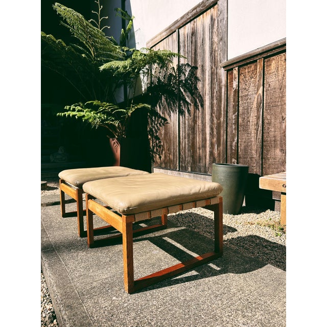 1950s Model 246 Ottomans in Oak + Teak Attributed to Børge Mogensen for Fredericia, 1957 / Set of 2 For Sale - Image 5 of 12