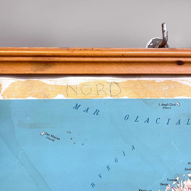 Beige Modern Italian Topographic Geographical Map in Wood Frame of Europe, 1950s-1990s For Sale - Image 8 of 16