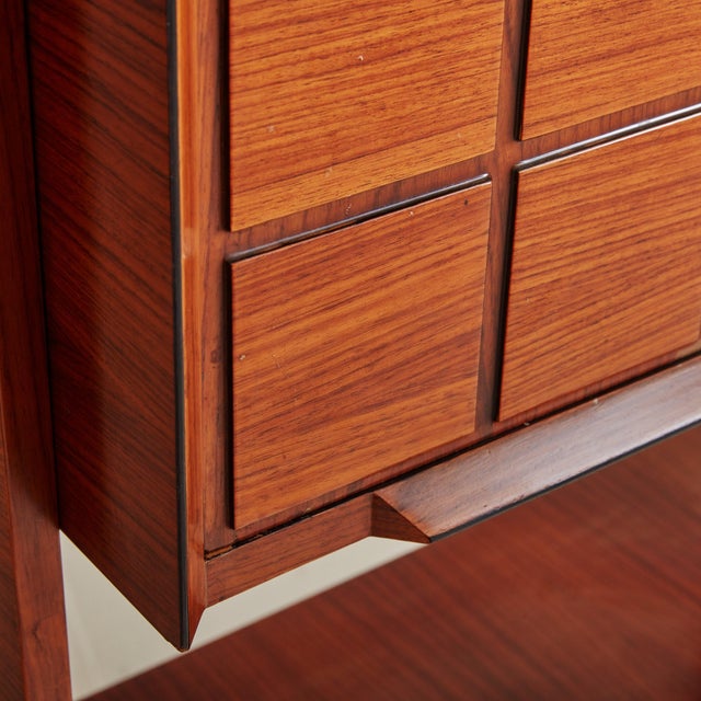 Brown Tall Rosewood Veneer Cabinet with Key by SAM, France 1950s For Sale - Image 8 of 11