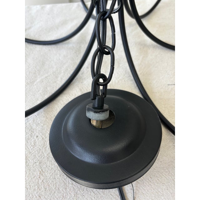 1990s Hubbardton Forge Hand-Forged Wrought Iron 6-Arm Candelabra Chandelier For Sale - Image 9 of 11