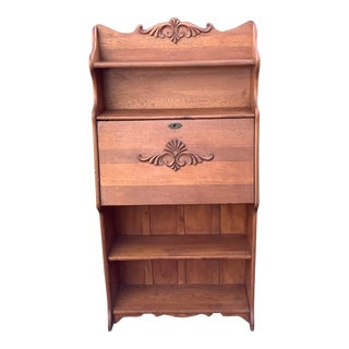 1900s Antique Solid Oak Larking Slant Desk For Sale