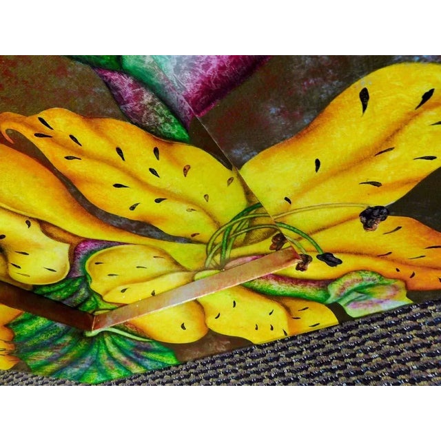 Luis Sottil "Summer" Yellow Lily Hand Signed #Hr580 Original Flower Art Canvas For Sale - Image 4 of 7